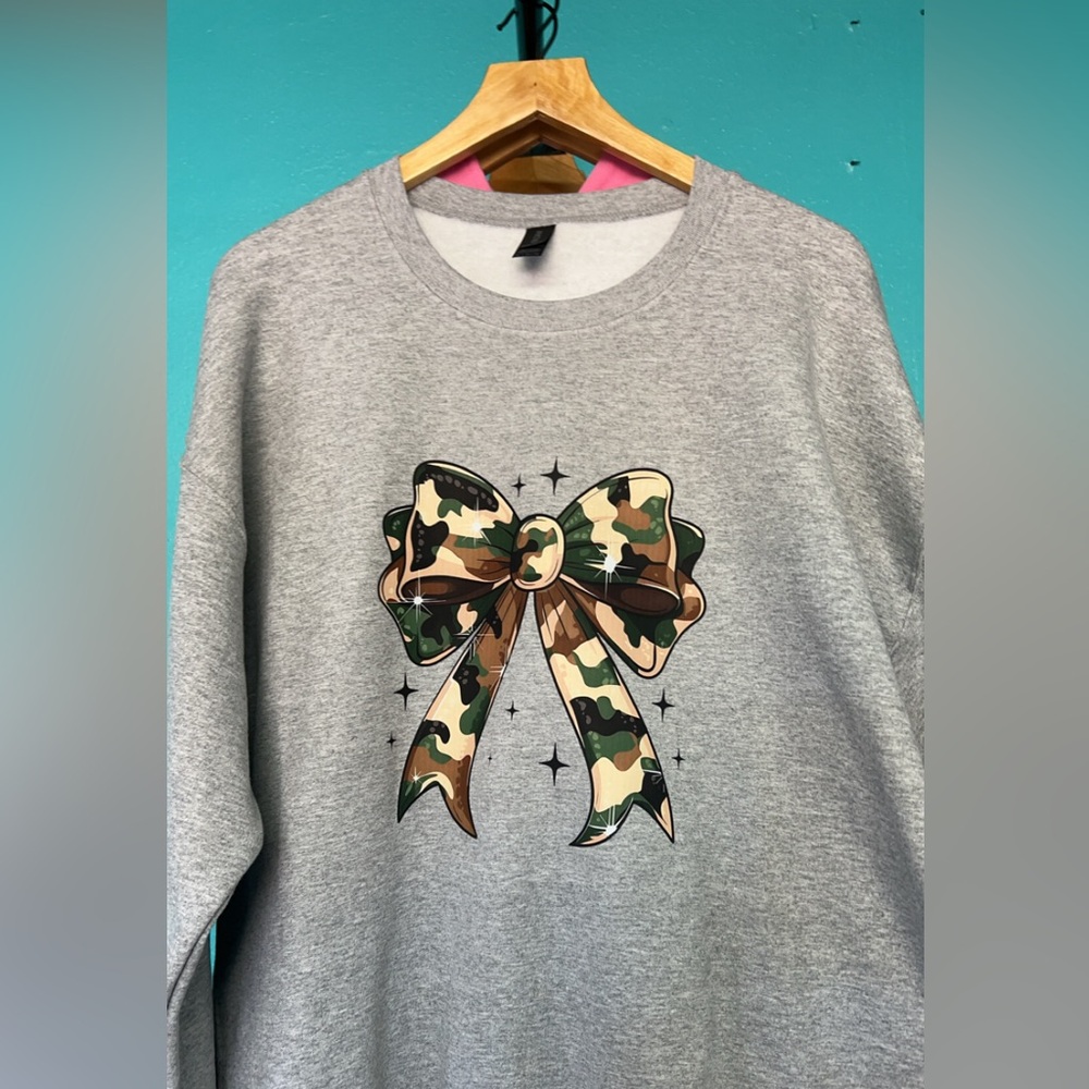 New camo bow sweater